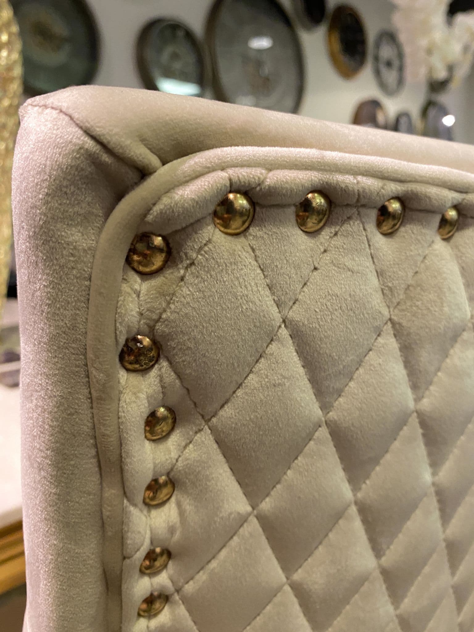 Set Of 2 Mink Majestic Dining Chairs With Gold Legs