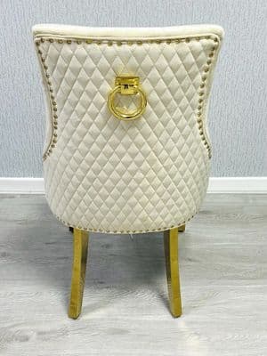 Set Of 2 Mink Majestic Dining Chairs With Gold Legs