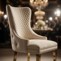 Set of 2 Mink Victoria Dining Chairs with Ring Knocker & Gold Legs