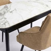 Set of 2 Palermo Beige PU Leather Dining Chairs with Black Metal Legs