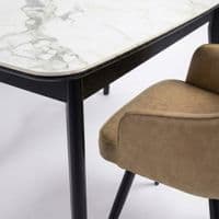 Set of 2 Palermo Beige PU Leather Dining Chairs with Black Metal Legs