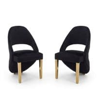 Set of 2 Santorini Black & Gold Dining Chairs | Modern Shimmer Fabric