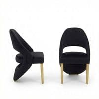 Set of 2 Santorini Black & Gold Dining Chairs | Modern Shimmer Fabric