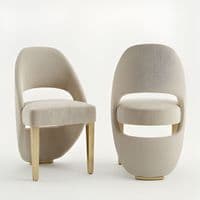 Set of 2 Santorini Cream & Gold Dining Chairs | Luxury Shimmer Fabric