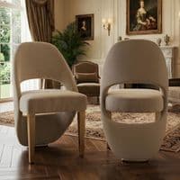 Set of 2 Santorini Cream & Gold Dining Chairs | Luxury Shimmer Fabric