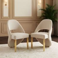 Set of 2 Santorini Cream & Gold Dining Chairs | Luxury Shimmer Fabric