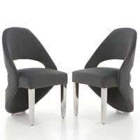 Set of 2 Santorini Grey & Silver Dining Chairs | Luxury Shimmer Fabric