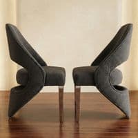 Set of 2 Santorini Grey & Silver Dining Chairs | Luxury Shimmer Fabric