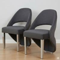 Set of 2 Santorini Grey & Silver Dining Chairs | Luxury Shimmer Fabric