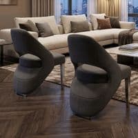 Set of 2 Santorini Grey & Silver Dining Chairs | Luxury Shimmer Fabric
