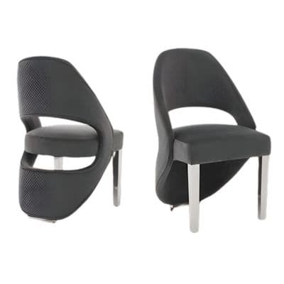 Set of 2 Santorini Grey & Silver Dining Chairs | Luxury Shimmer Fabric