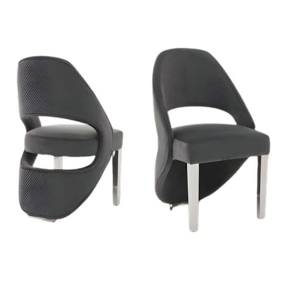Set of 2 Santorini Grey & Silver Dining Chairs | Luxury Shimmer Fabric