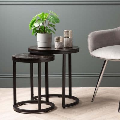Set of 2 Solenn Design Black End Table