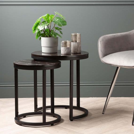Set of 2 Solenn Design Black End Table