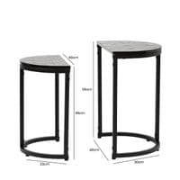 Set of 2 Solenn Design Half Moon Black Nest Table