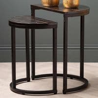 Set of 2 Solenn Design Half Moon Black Nest Table