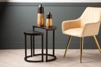 Set of 2 Solenn Design Half Moon Black Nest Table