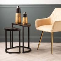 Set of 2 Solenn Design Half Moon Black Nest Table