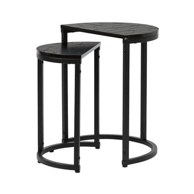 Set of 2 Solenn Design Half Moon Black Nest Table