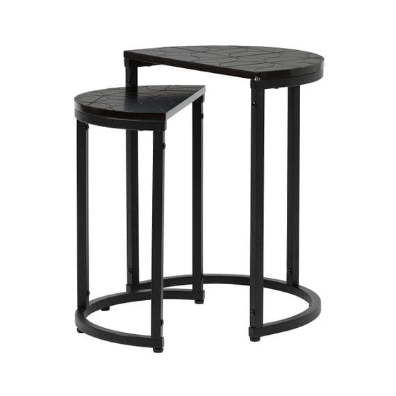 Set of 2 Solenn Design Half Moon Black Nest Table