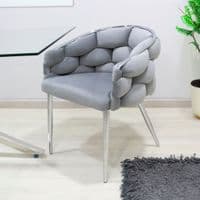 Set Of 2 Sortino Grey Velvet Dining Chair with Chrome Legs
