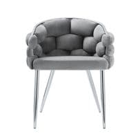 Set Of 2 Sortino Grey Velvet Dining Chair with Chrome Legs