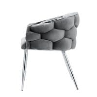 Set Of 2 Sortino Grey Velvet Dining Chair with Chrome Legs