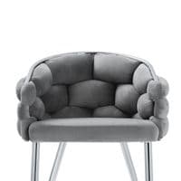 Set Of 2 Sortino Grey Velvet Dining Chair with Chrome Legs