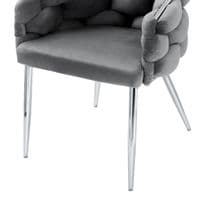 Set Of 2 Sortino Grey Velvet Dining Chair with Chrome Legs