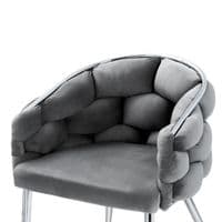 Set Of 2 Sortino Grey Velvet Dining Chair with Chrome Legs