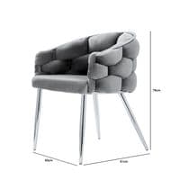 Set Of 2 Sortino Grey Velvet Dining Chair with Chrome Legs