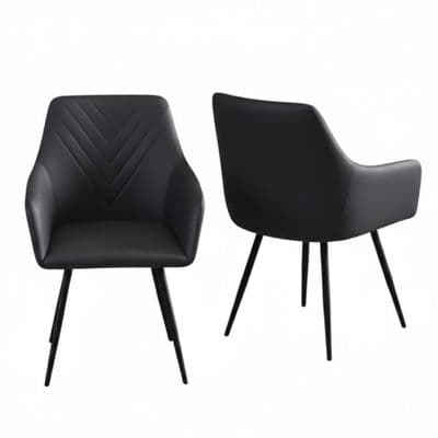 Set of 2 Stanford Grey Faux Leather Dining Chairs with Armrests