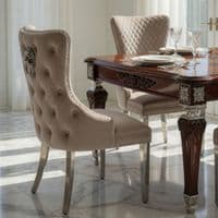 Set of 2 Victoria Mink Shimmer Dining Chairs with Lion Knocker Silver
