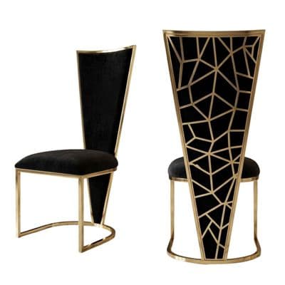 Set Of 2 Vienna Black & Gold Dining Chairs