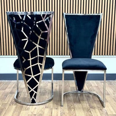 Set Of 2 Vienna Black & Silver Dining Chairs