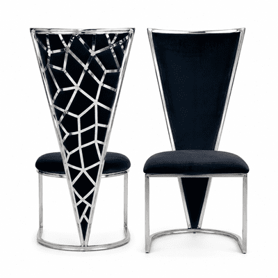 Set Of 2 Vienna Black & Silver Dining Chairs