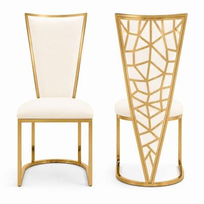 Set Of 2 Vienna Cream & Gold Dining Chairs