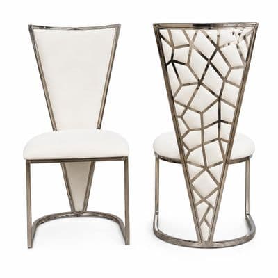Set Of 2 Vienna Cream & Silver DIning Chairs