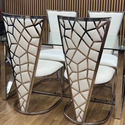 Set Of 2 Vienna Cream & Silver DIning Chairs