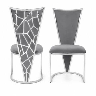 Set Of 2 Vienna Grey & Silver Dining Chairs