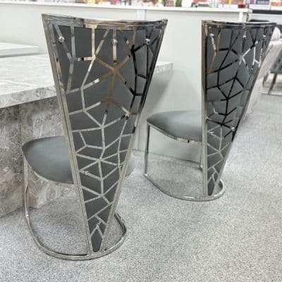 Set Of 2 Vienna Grey & Silver Dining Chairs