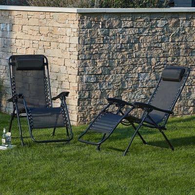 Set Of 2 Zero Gravity Chairs Black