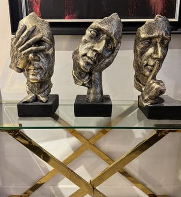 Set Of 3 Bronze See/Hear/Speak No Evil Ornaments