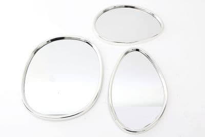 Set Of 3 Silver Oval Abstract Mirrors