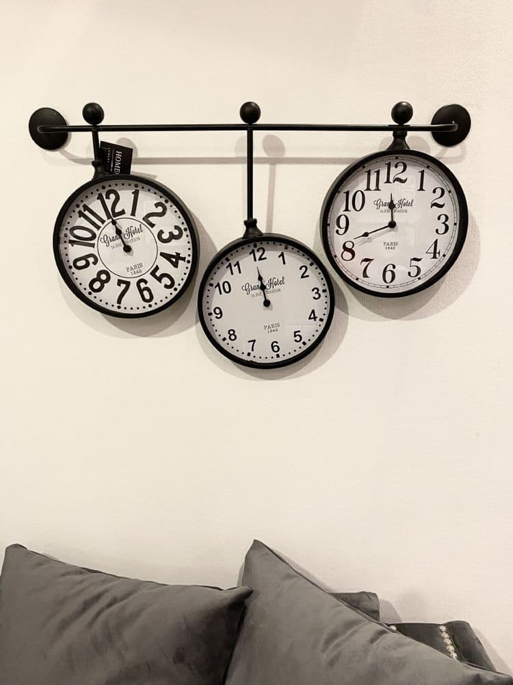 Set Of 3 Wall Clocks On Bar