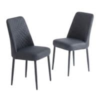 Set of 4 Oxford Black PU Leather Dining Chairs with Slim Metal Legs