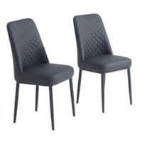 Set of 4 Oxford Black PU Leather Dining Chairs with Slim Metal Legs