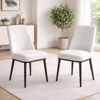 Set of 4 Oxford White PU Leather Dining Chairs with Slim Metal Legs