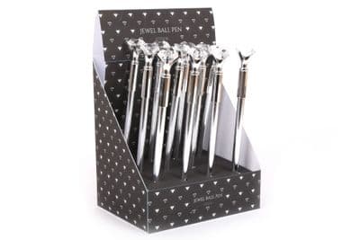 Set Of 4 Silver Jewel Top Ball Pen