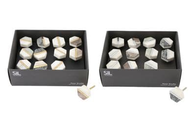 Set Of 4 Solid Marble Hexagon Shaped Door Knob